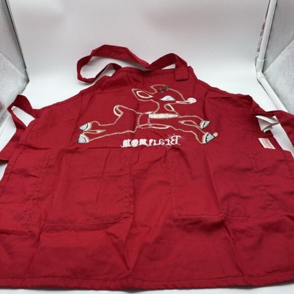 Pottery Barn Kids Apron Brannon Rudolph Reindeer Christmas Children’s Red - Picture 8 of 9